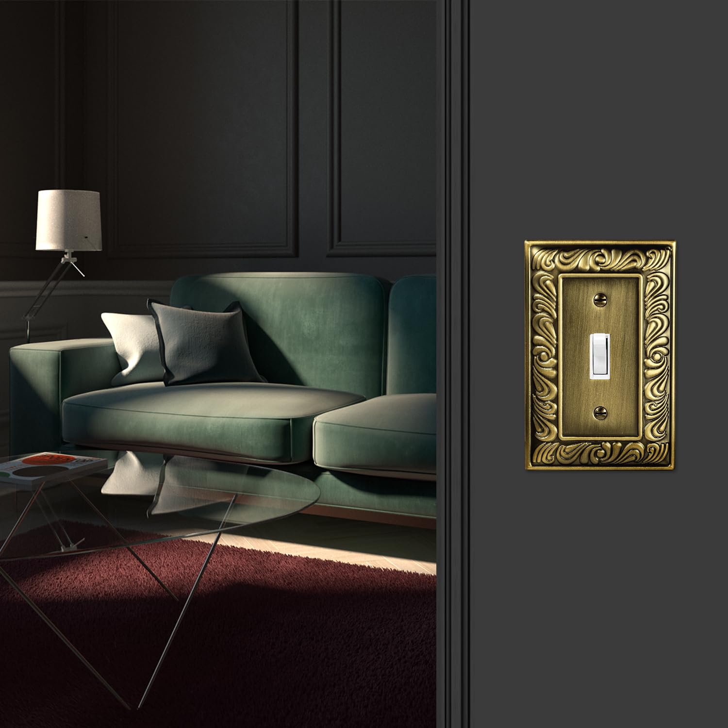 Ranweydi antique brass paisley design enhances room decor with vintage flair.