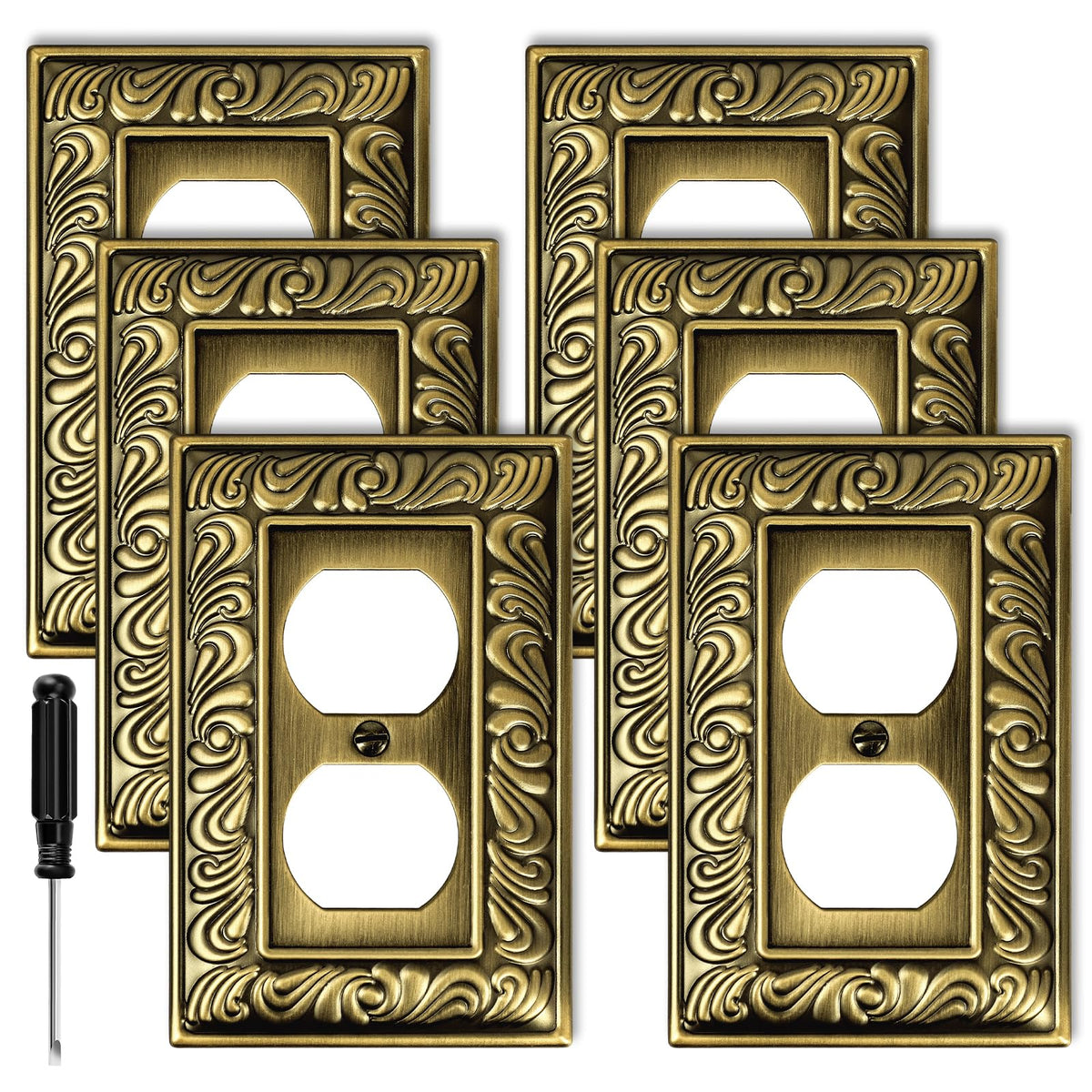 Ranweydi antique brass paisley outlet cover with durable metal finish for lasting style.