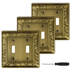 Ranweydi antique brass wall plate close-up showing paisley finish for elegance.