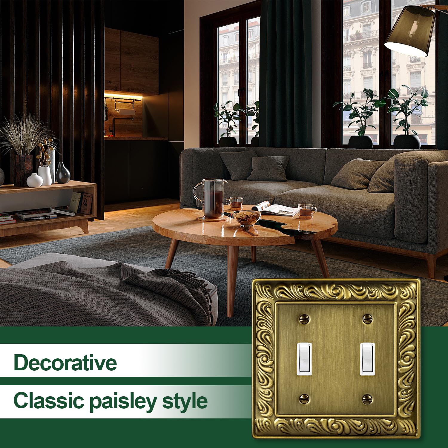 Ranweydi antique brass wall plate gloss finish resists dust buildup.