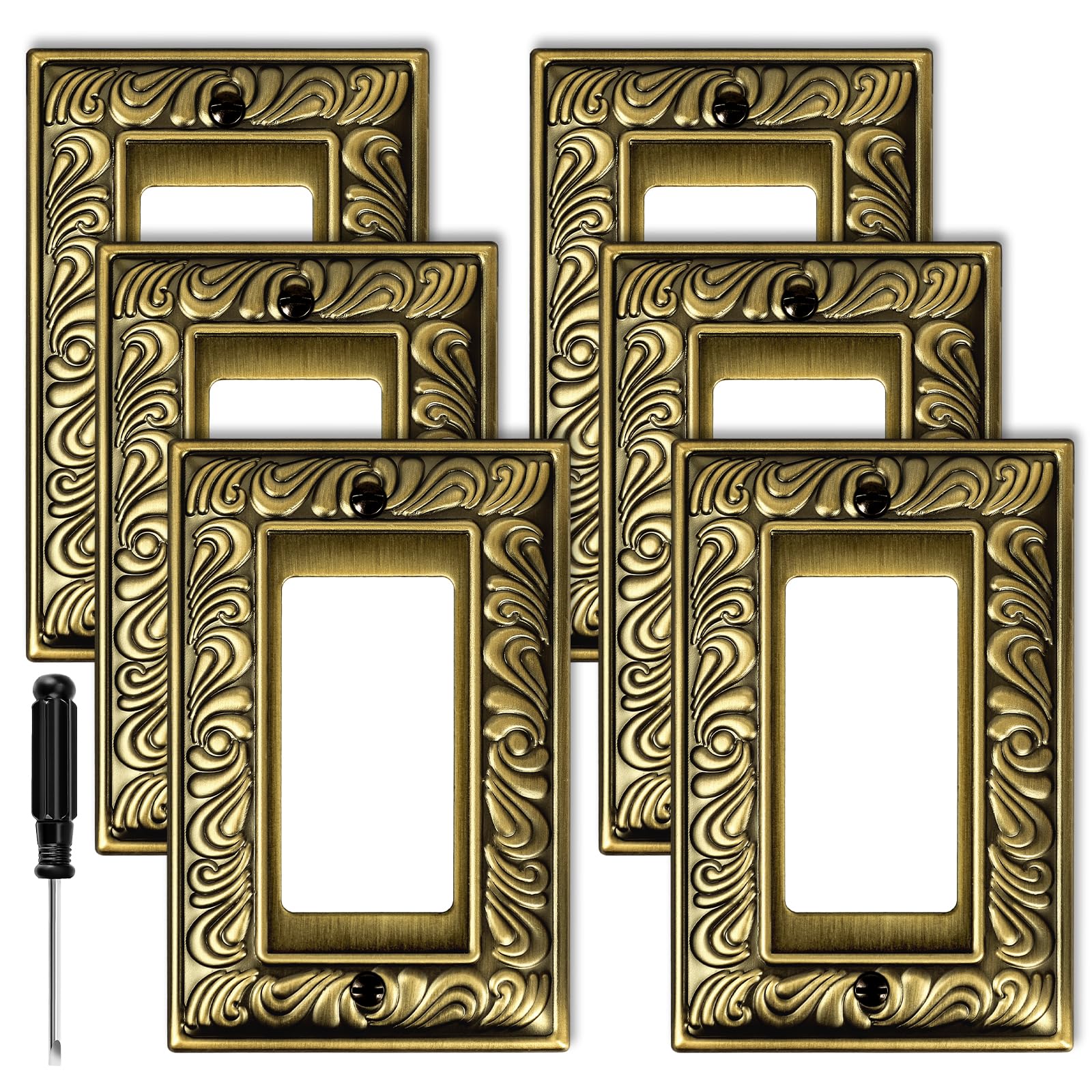 Ranweydi antique brass wall plate with paisley pattern enhances kitchen decor and easy maintenance.