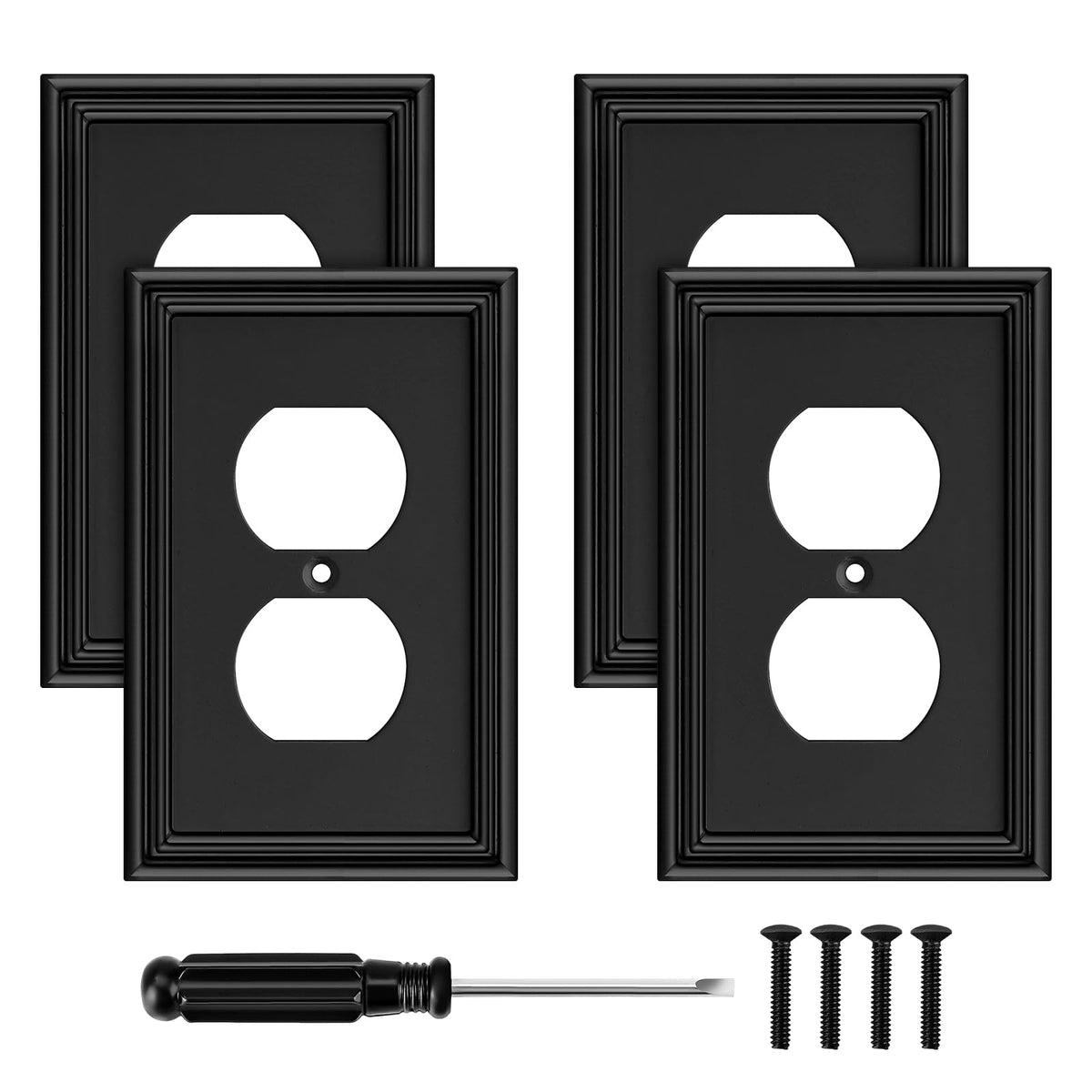 Ranweydi black modern wall plate outlet cover with bamboo fiber for durable, eco-friendly decor.