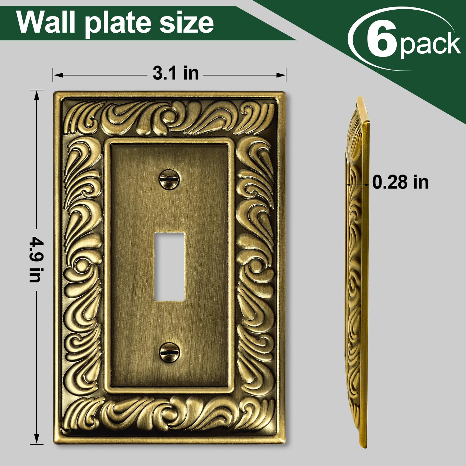 Ranweydi wall plate size 3.1 by 4.9 inches fits most outlets.