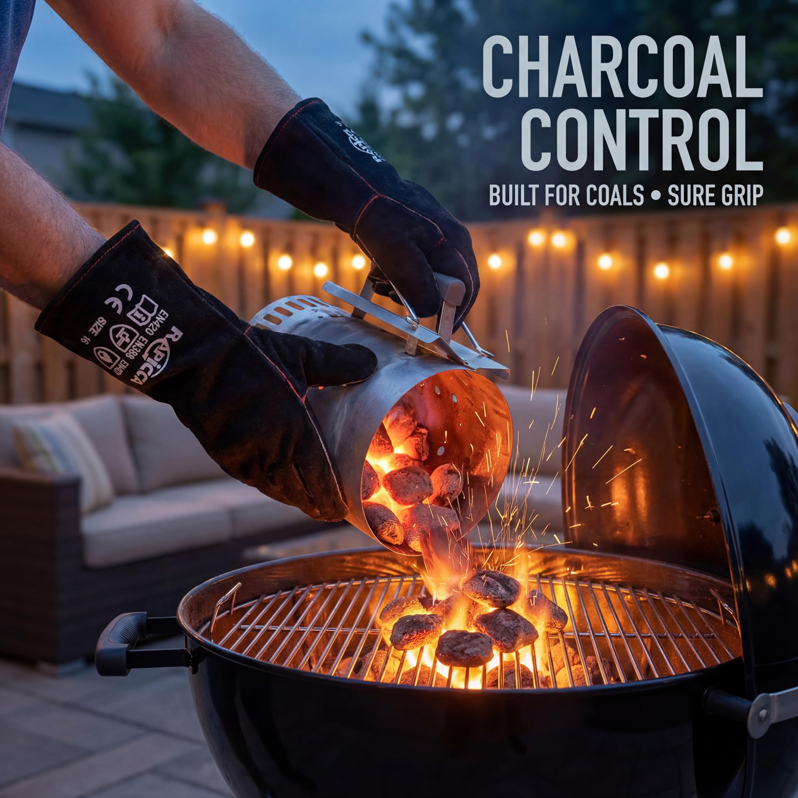 RAPICCA campfire gloves 14in with insulated lining for long sessions