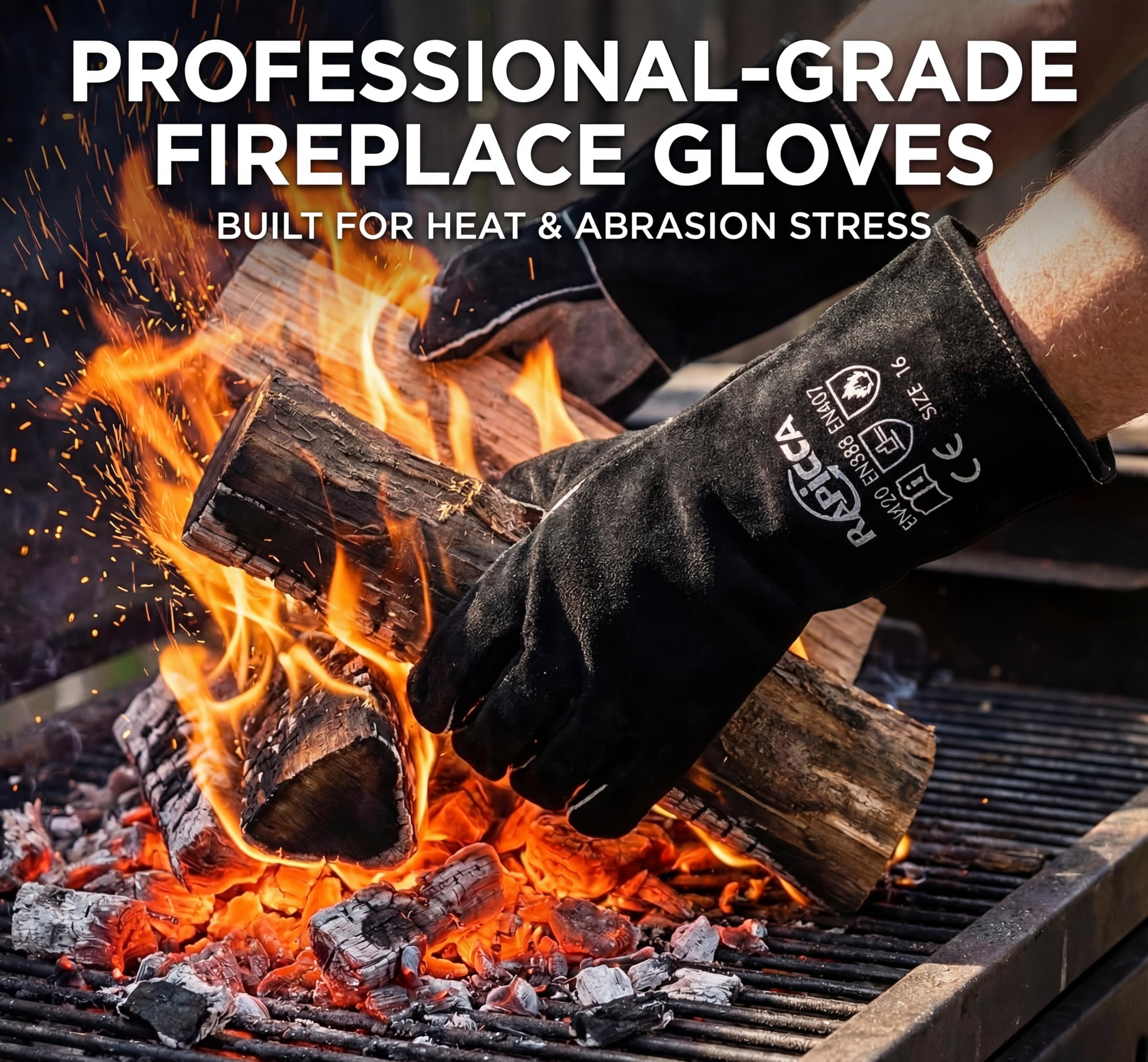 RAPICCA forearm-protection gloves 14in guarding forearms during campfires and stove use