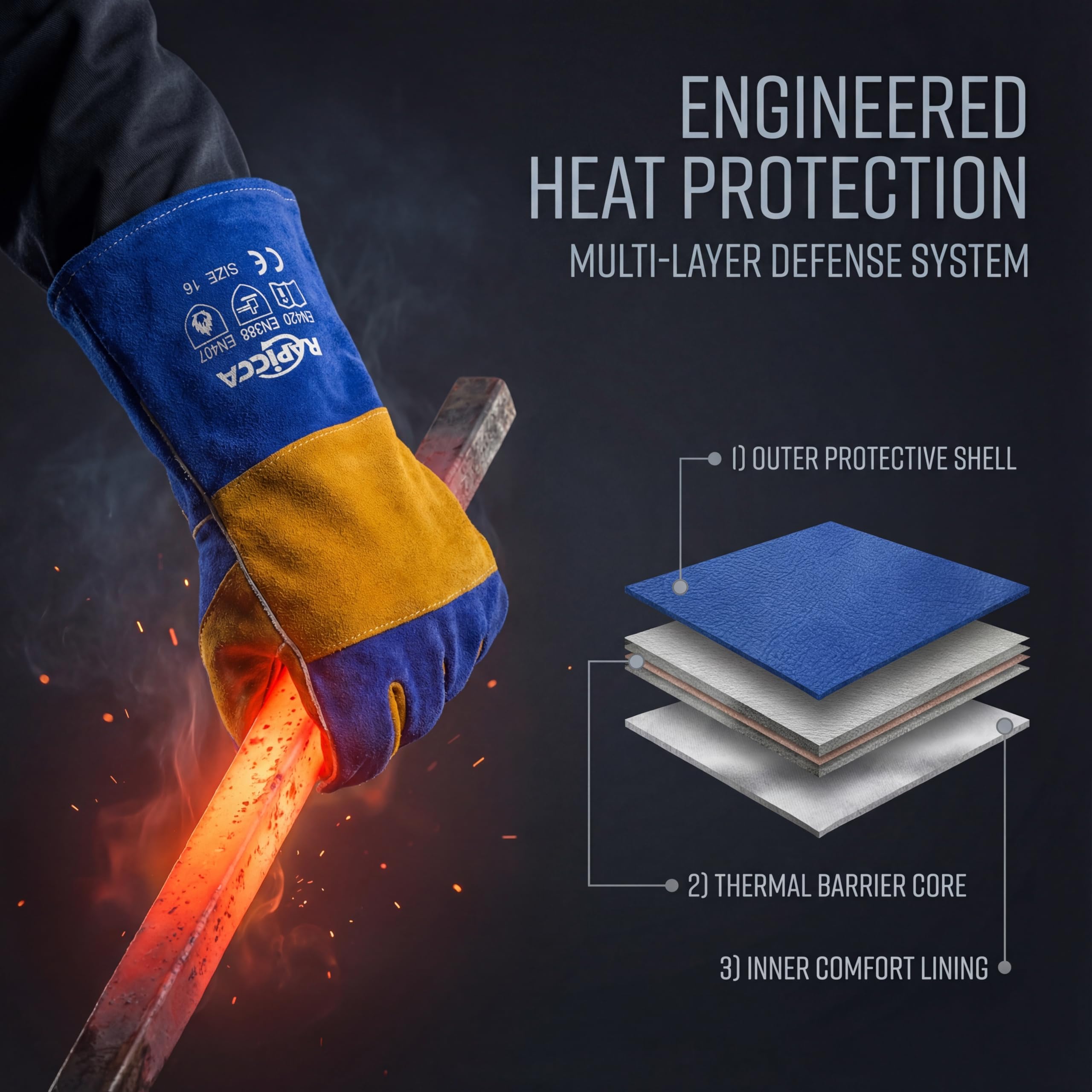 RAPICCA gloves reinforce stress points with leather for durability