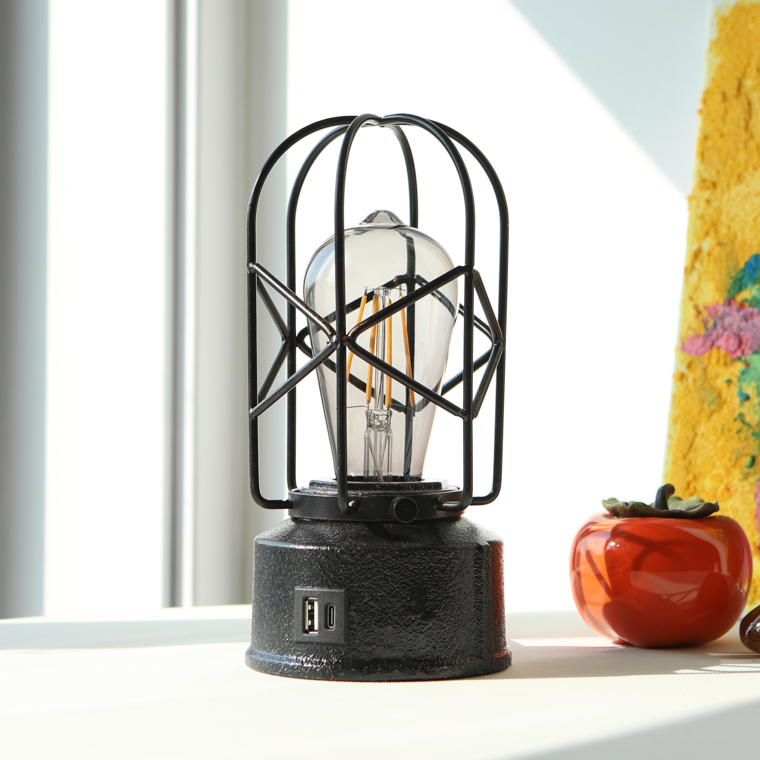 Rarlonly lamp side view highlights rustic finish for farmhouse decor