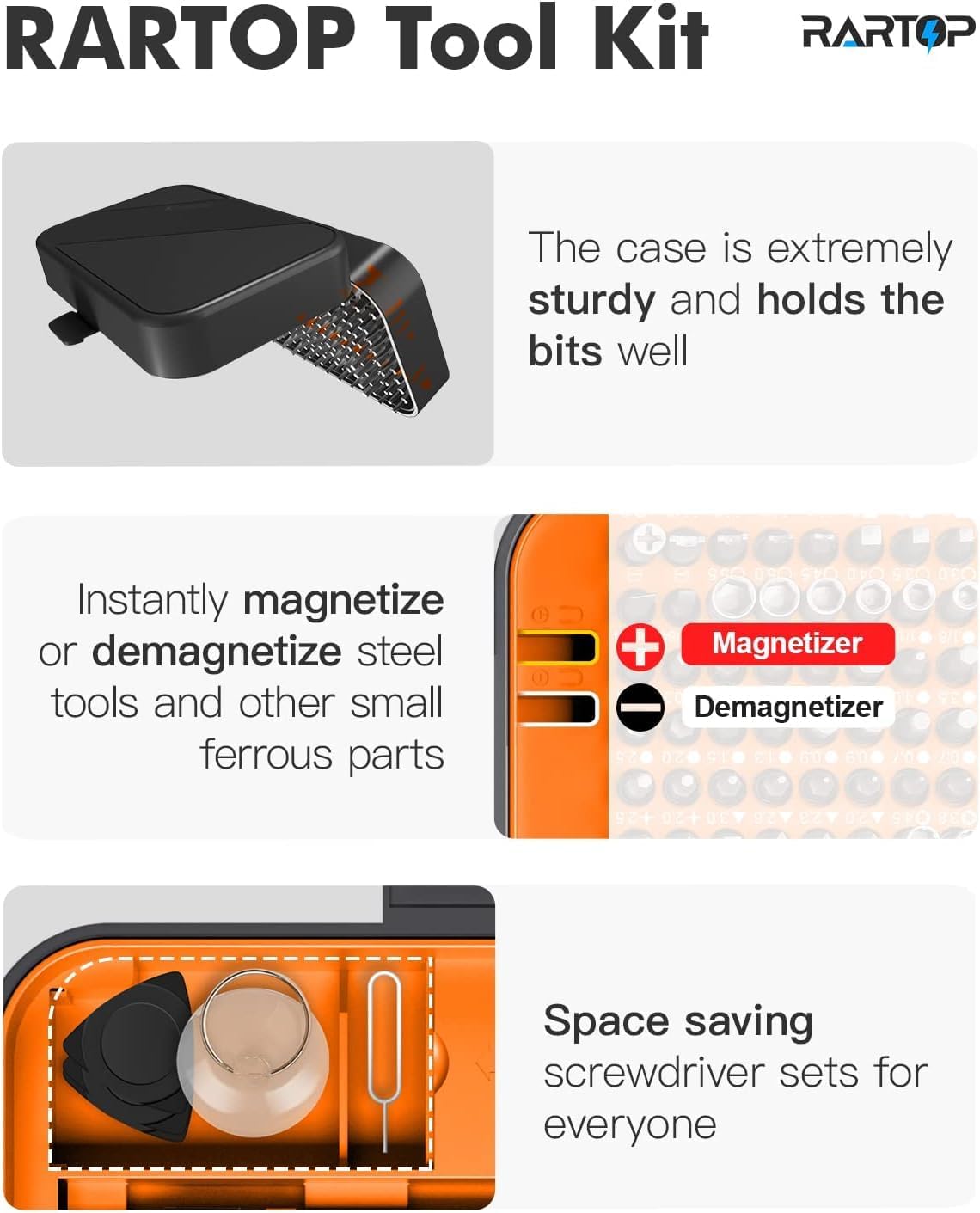 RARTOP anti-slip handle offers precise control during delicate repairs.