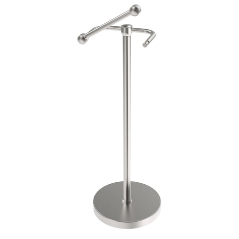 RARXTR toilet paper holder stand with post pivoting design for effortless roll replacement.