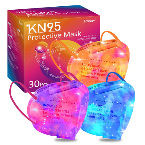 Rasav KN95 mask with galaxy pattern and elastic ear loops for comfortable daily wear