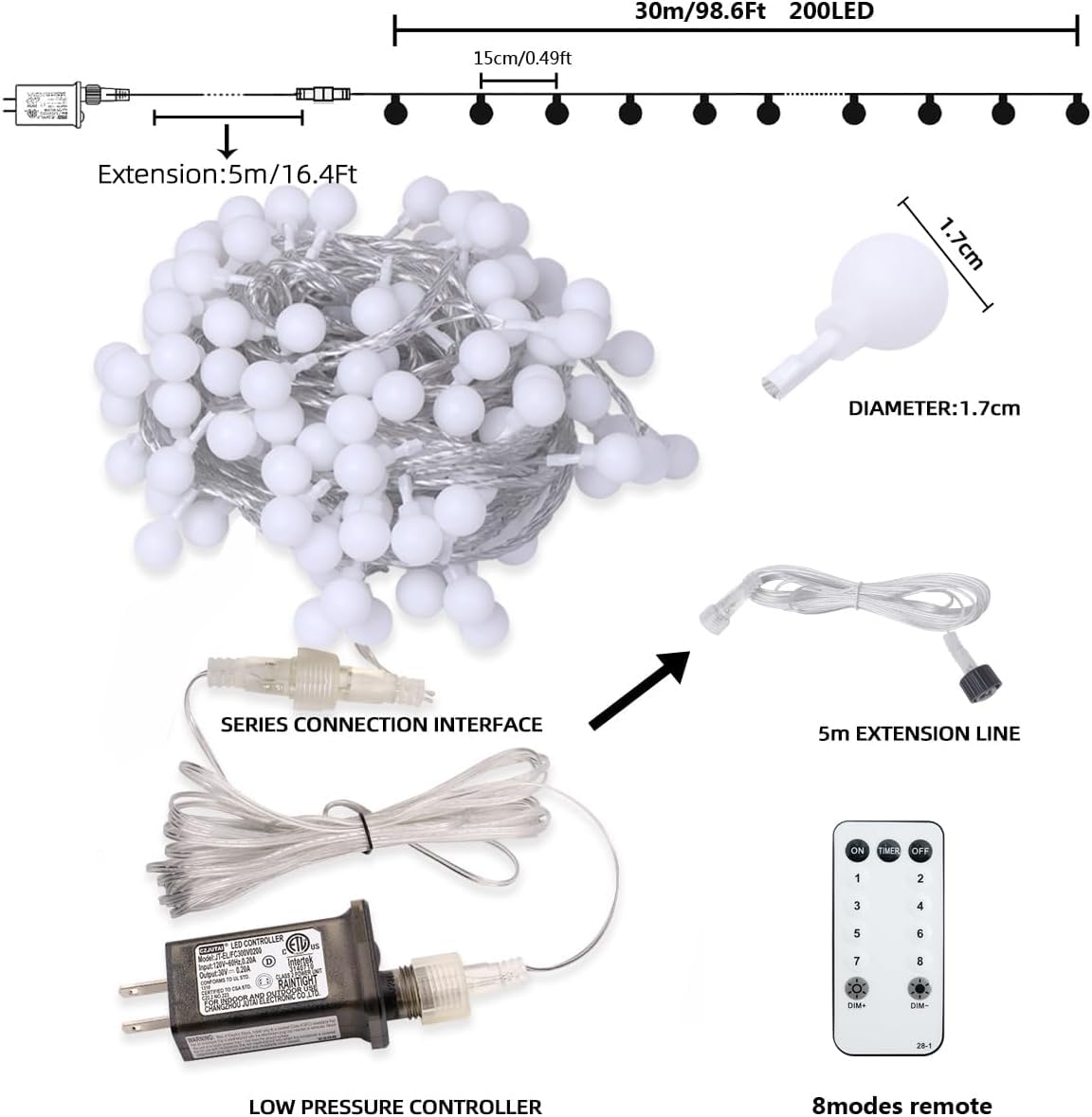 RaThun waterproof IP44 globe lights withstand rain for versatile porch, garden, or balcony use