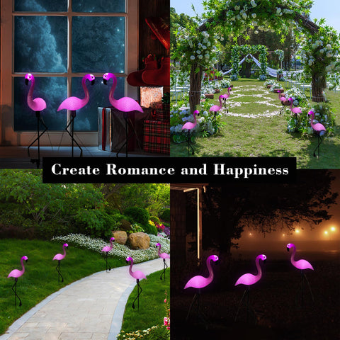 Ratopo nighttime illumination flamingo creates a magical glow on paths and patios.