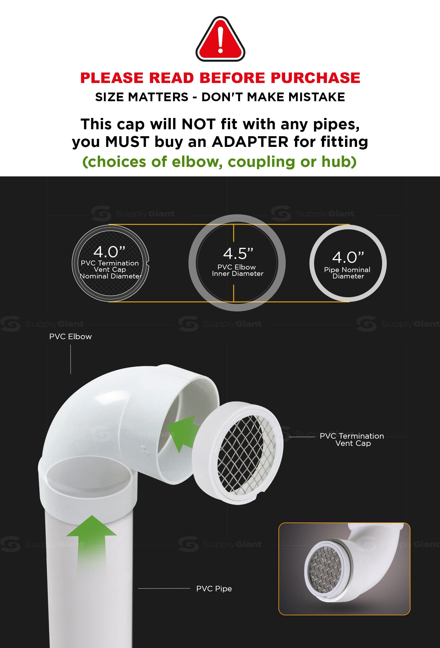 Raven R1510 inner diameter view shows precise 4in sizing for compatible installations.