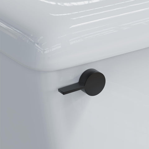 RAVINE Majestic front-mount toilet handle in black finish for a polished look.
