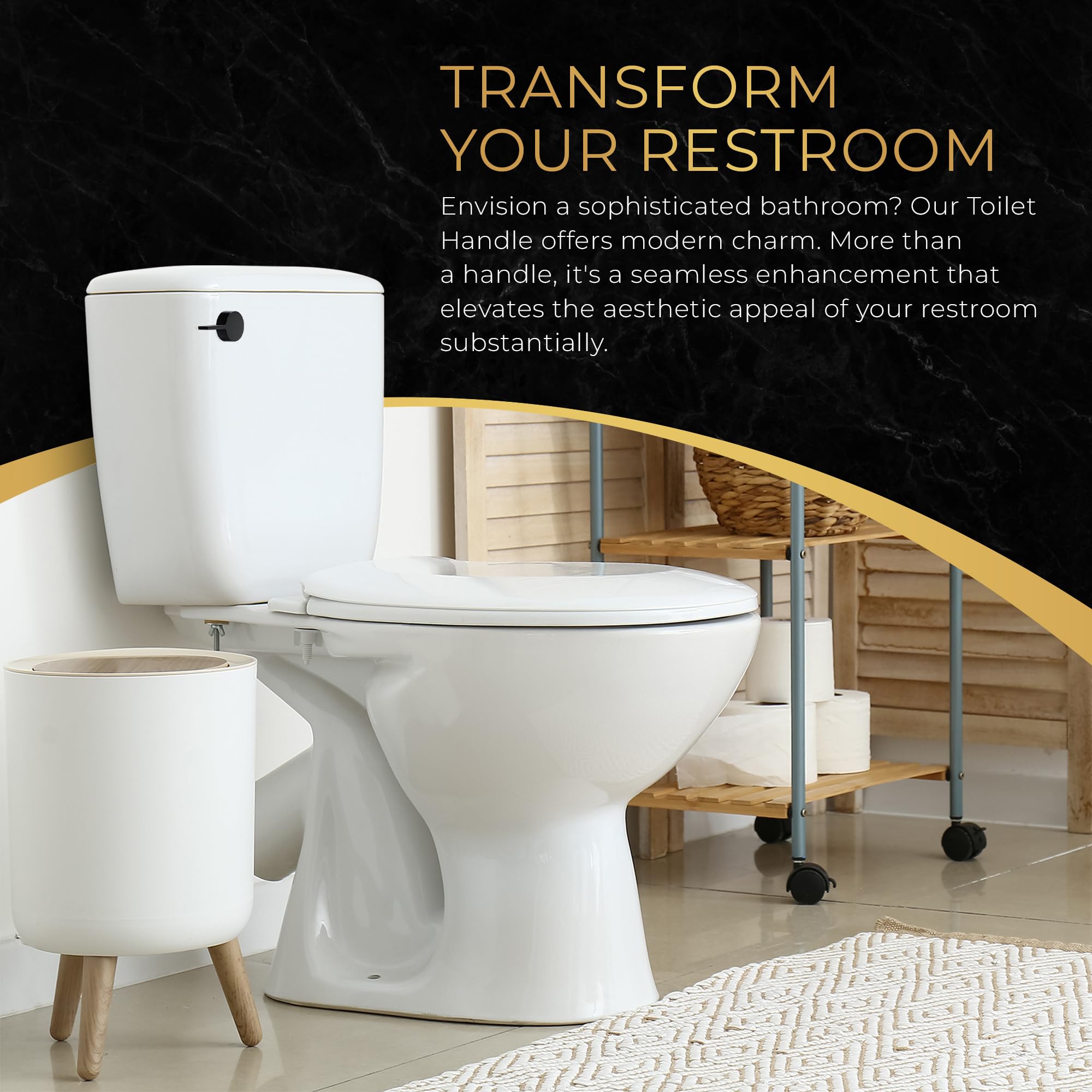 RAVINE premium toilet lever with rust-resistant black coating for long-lasting durability.