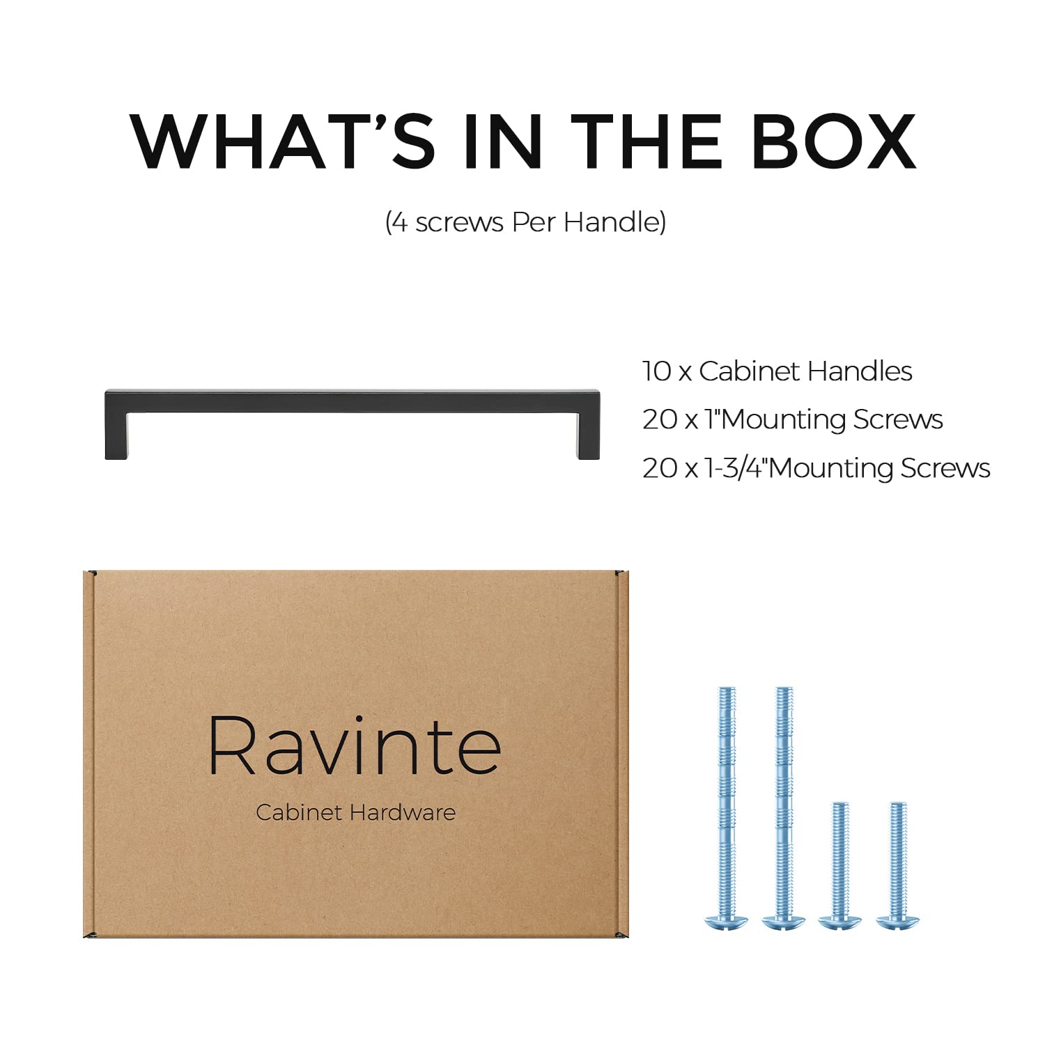 Ravinte 1-3/32 inch projection square pull, slim profile with modern appeal.