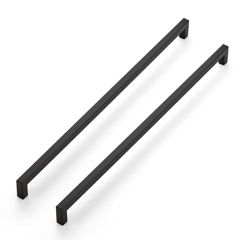 Ravinte matte black 10-pack 18-inch square cabinet handles for a coordinated kitchen look.