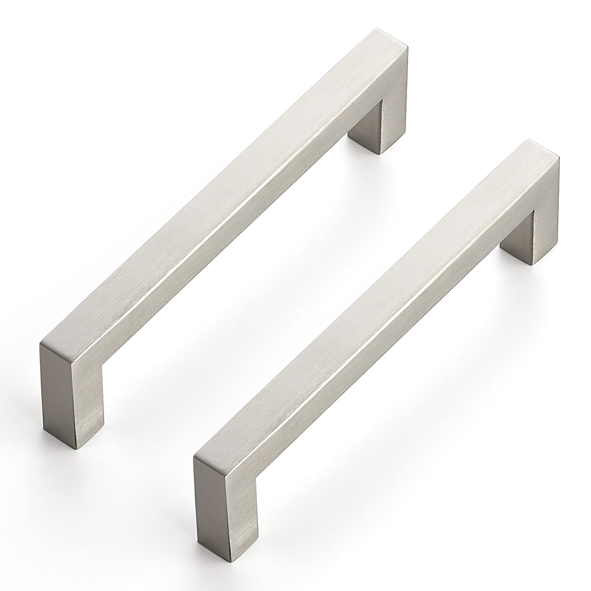 Ravinte square cabinet handle in satin nickel for drawers and doors, elevating kitchen decor.