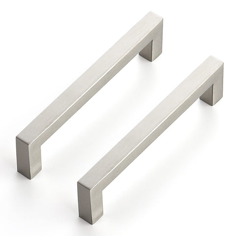 Ravinte square cabinet handle in satin nickel for drawers and doors, elevating kitchen decor.