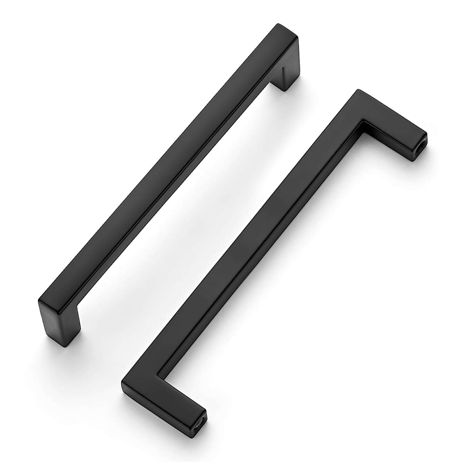 Ravinte 10-pack cabinet handles in matte black with five-inch center, perfect for upgrading kitchen drawers.