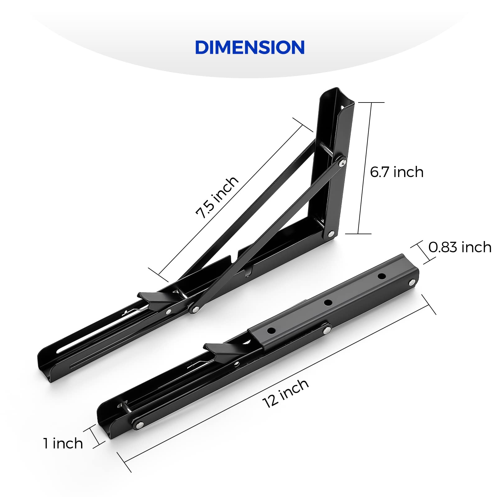 Ravinte 12-inch bracket in open position supporting a work surface