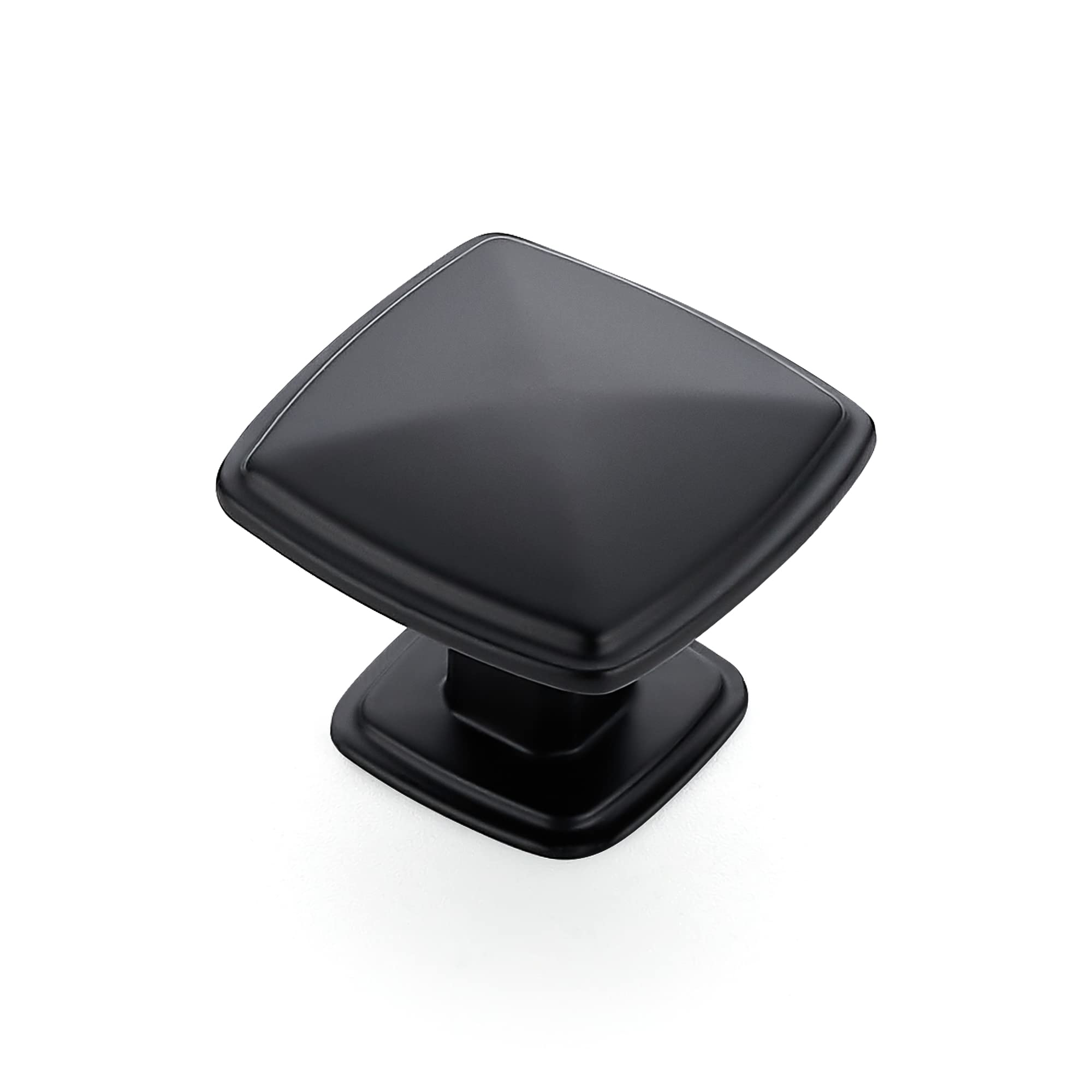 Ravinte 15-pack matte black kitchen knob close-up shows square design for modern cabinets