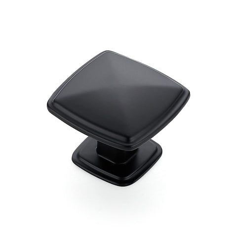 Ravinte 15-pack matte black kitchen knob close-up shows square design for modern cabinets