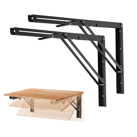 Ravinte 22-inch folding bracket, matte black, supports sturdy shelves with even weight distribution.