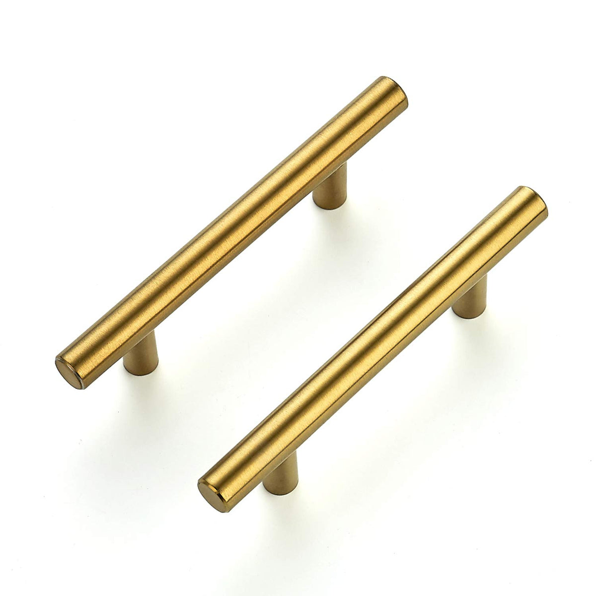 Ravinte 30-pack 5-inch brushed brass pulls close-up, durable hardware finish.
