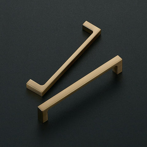 Ravinte champagne bronze pulls, close-up, versatile fit for kitchen cabinets.