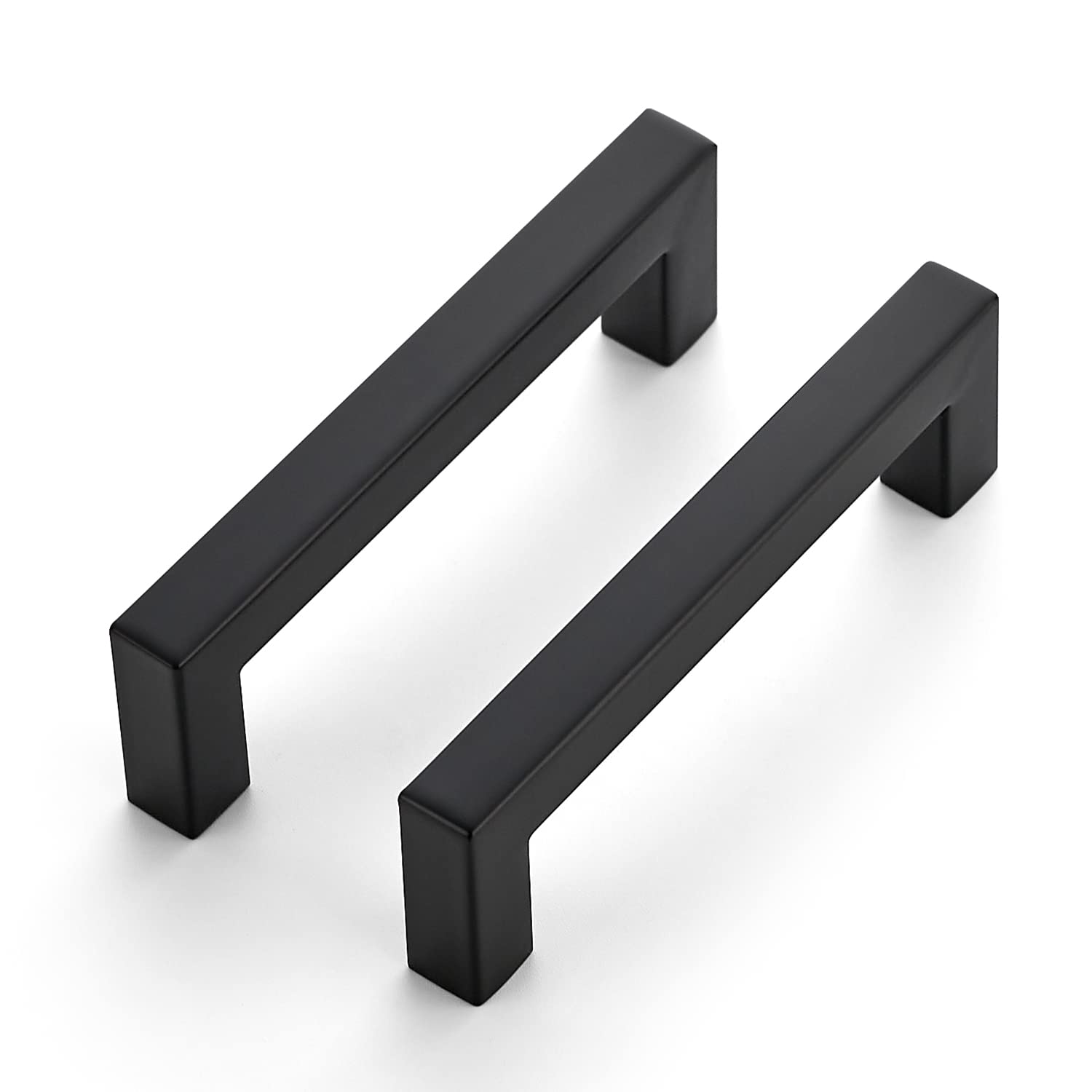 Ravinte 4-inch square cabinet handle in matte black for modern kitchen upgrade