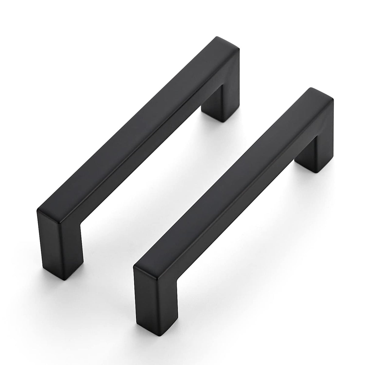 Ravinte 4-inch square cabinet handle in matte black for modern kitchen upgrade