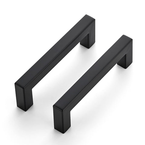 Ravinte 4-inch square cabinet handle in matte black for modern kitchen upgrade