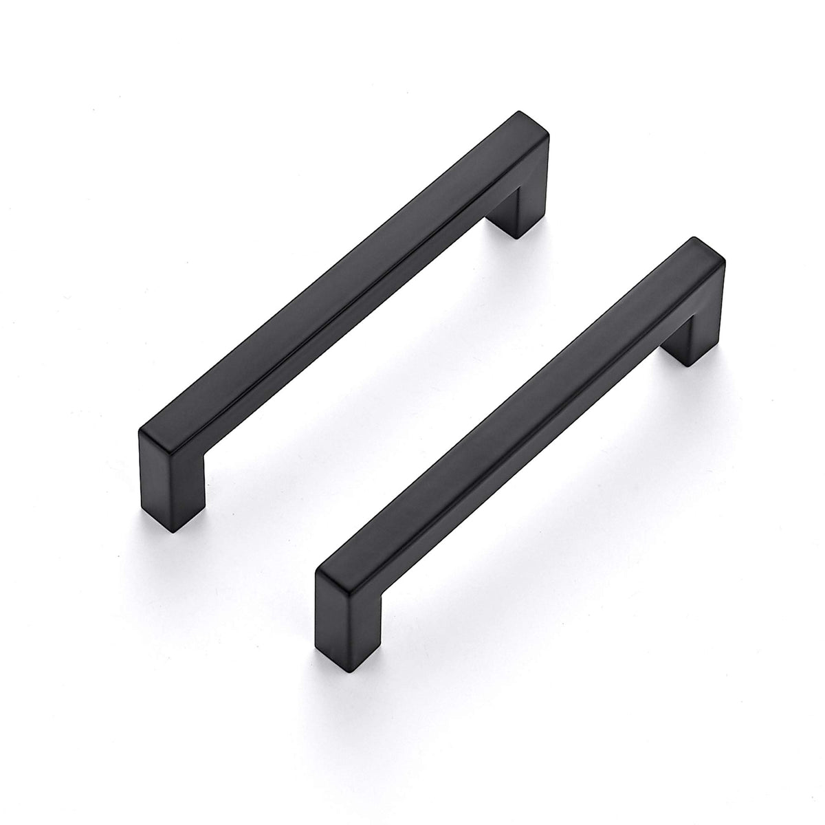 Ravinte 5-inch square cabinet handle in matte black for a modern kitchen update