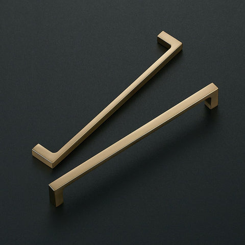 Ravinte champagne bronze square pulls, side view, durable zinc construction