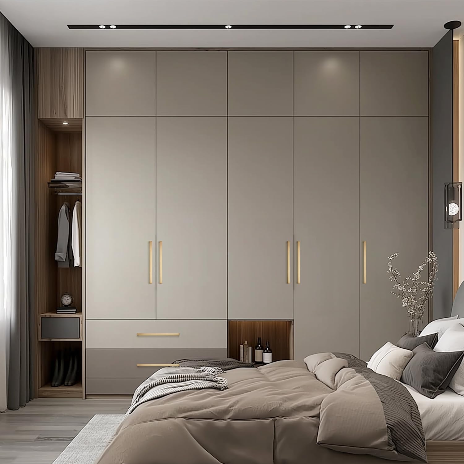 Ravinte champagne bronze handles on wood cabinet for versatile styling