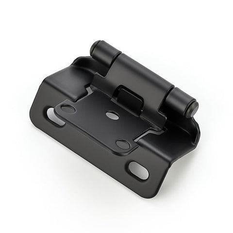 Ravinte 50-pack hinges in box, matte black finish for kitchen cabinet durability.