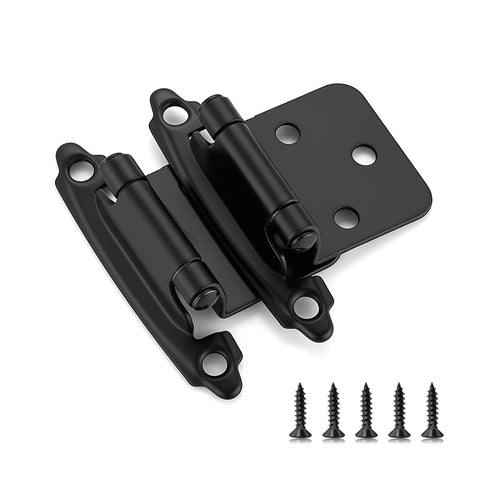 Ravinte 50-pack overlay hinges in matte black for durable kitchen cabinet doors.