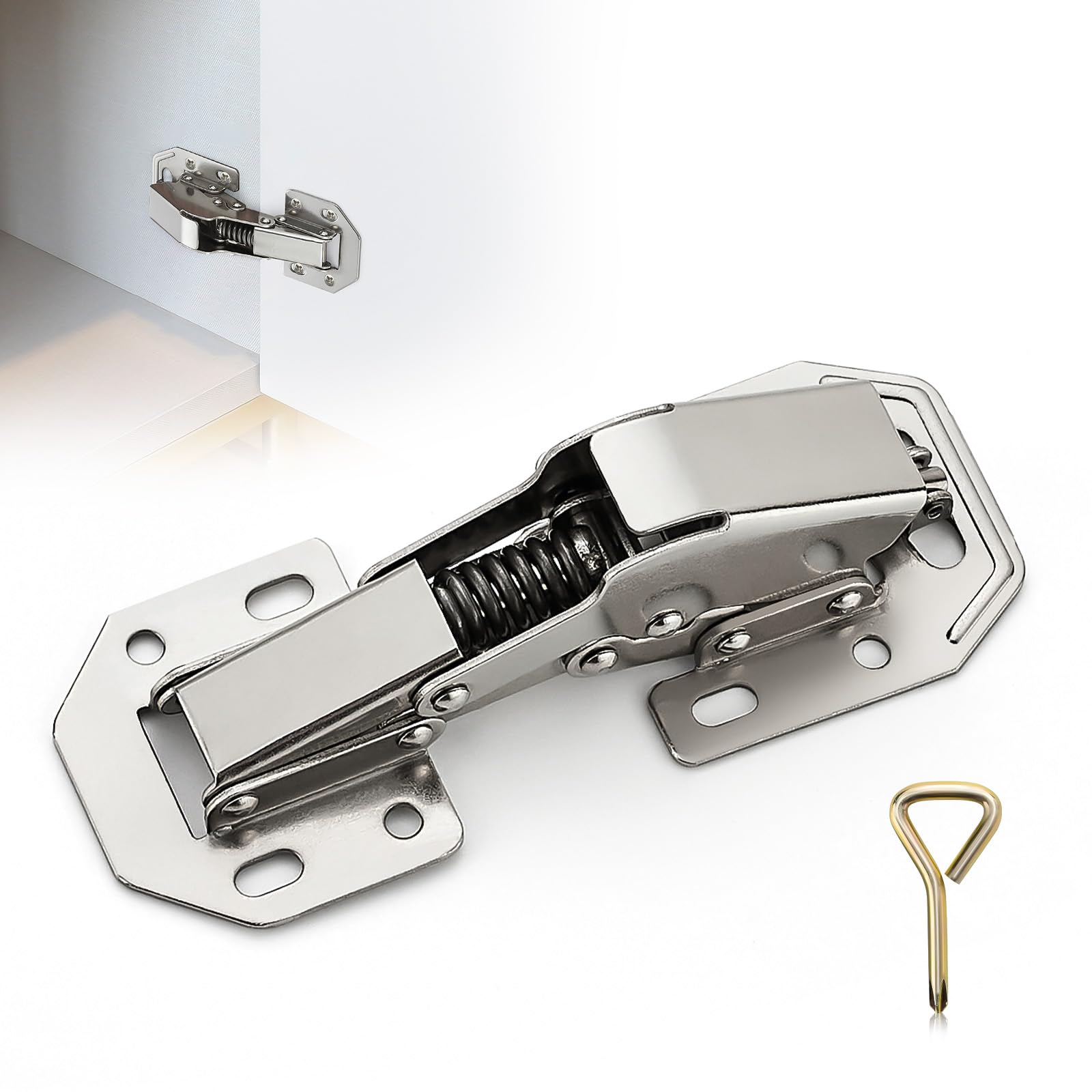 Ravinte 8-pack soft-close hinges demonstrate quiet cabinet door closing.