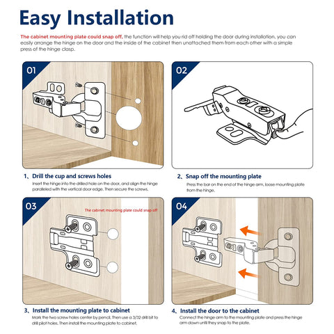 Ravinte adjustable hinge screws allow precise up down and side to side alignment.