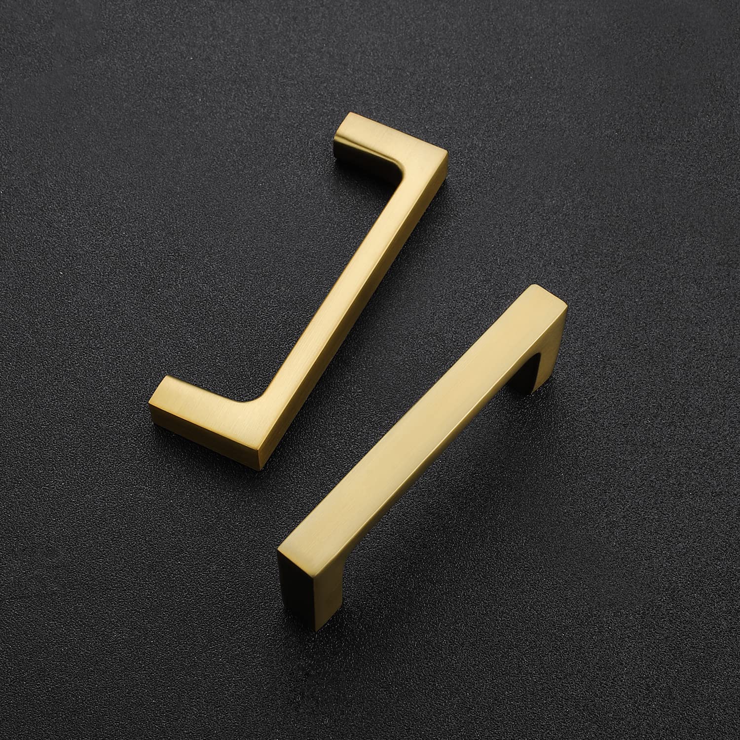 Ravinte brushed brass 3-inch cabinet handle close-up showing zinc construction.