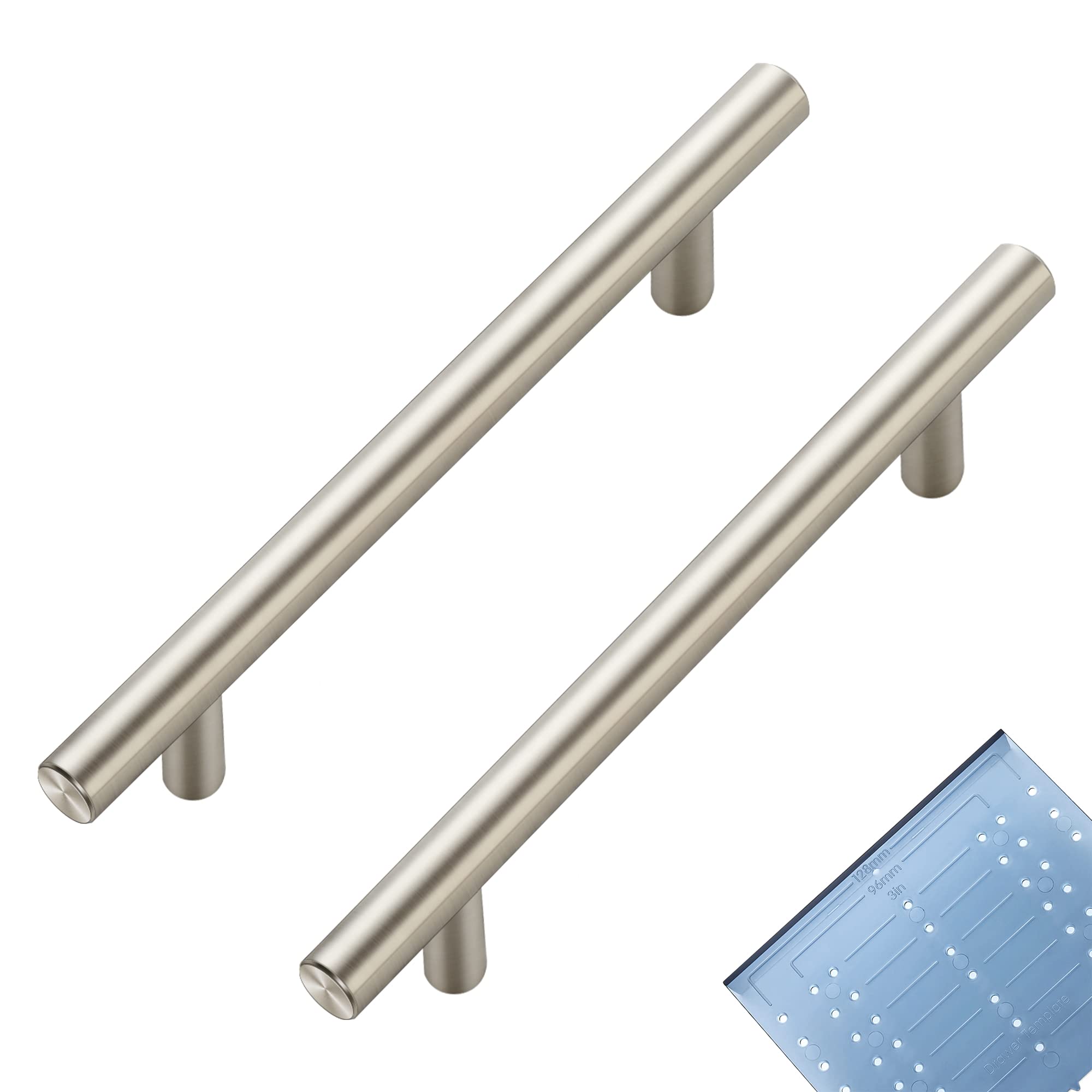 Ravinte cabinet pulls front view in brushed nickel for a modern kitchen update