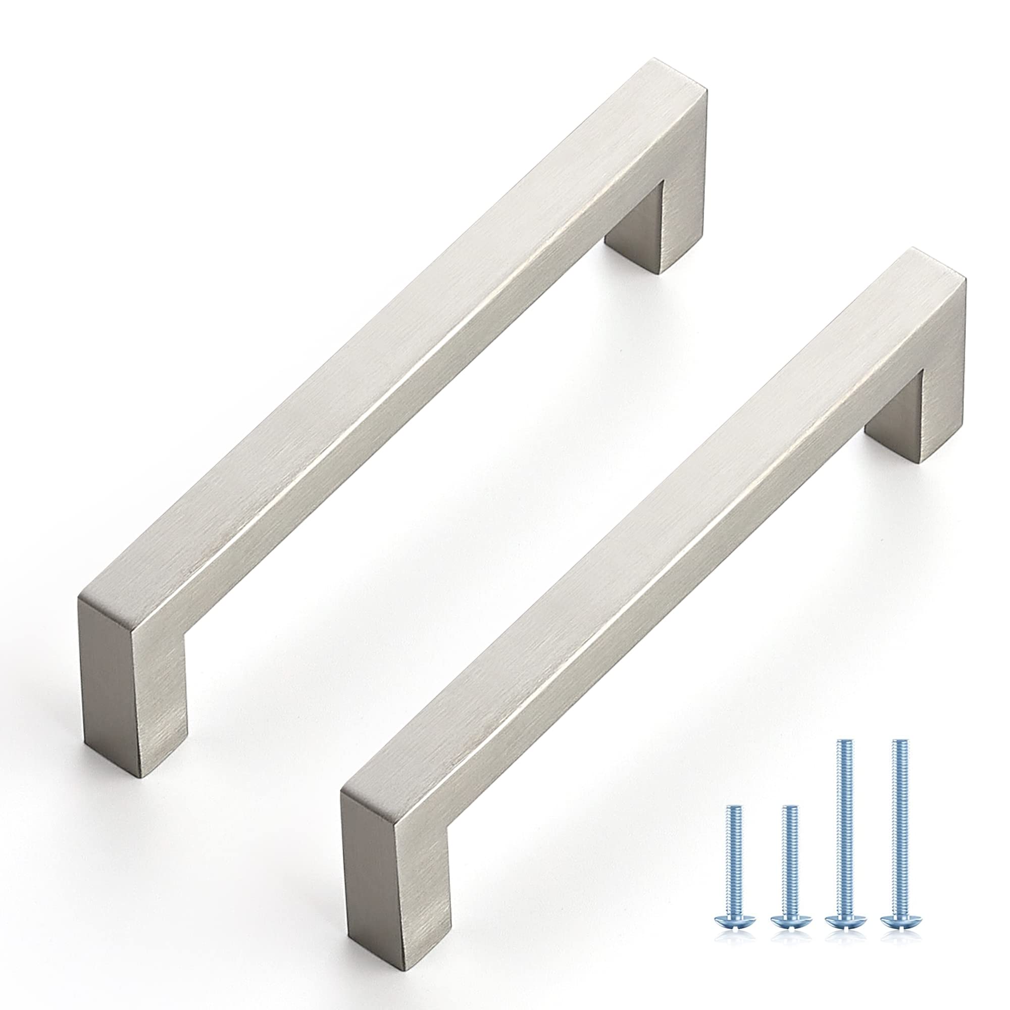 Ravinte brushed nickel square cabinet handle close-up for a modern kitchen upgrade