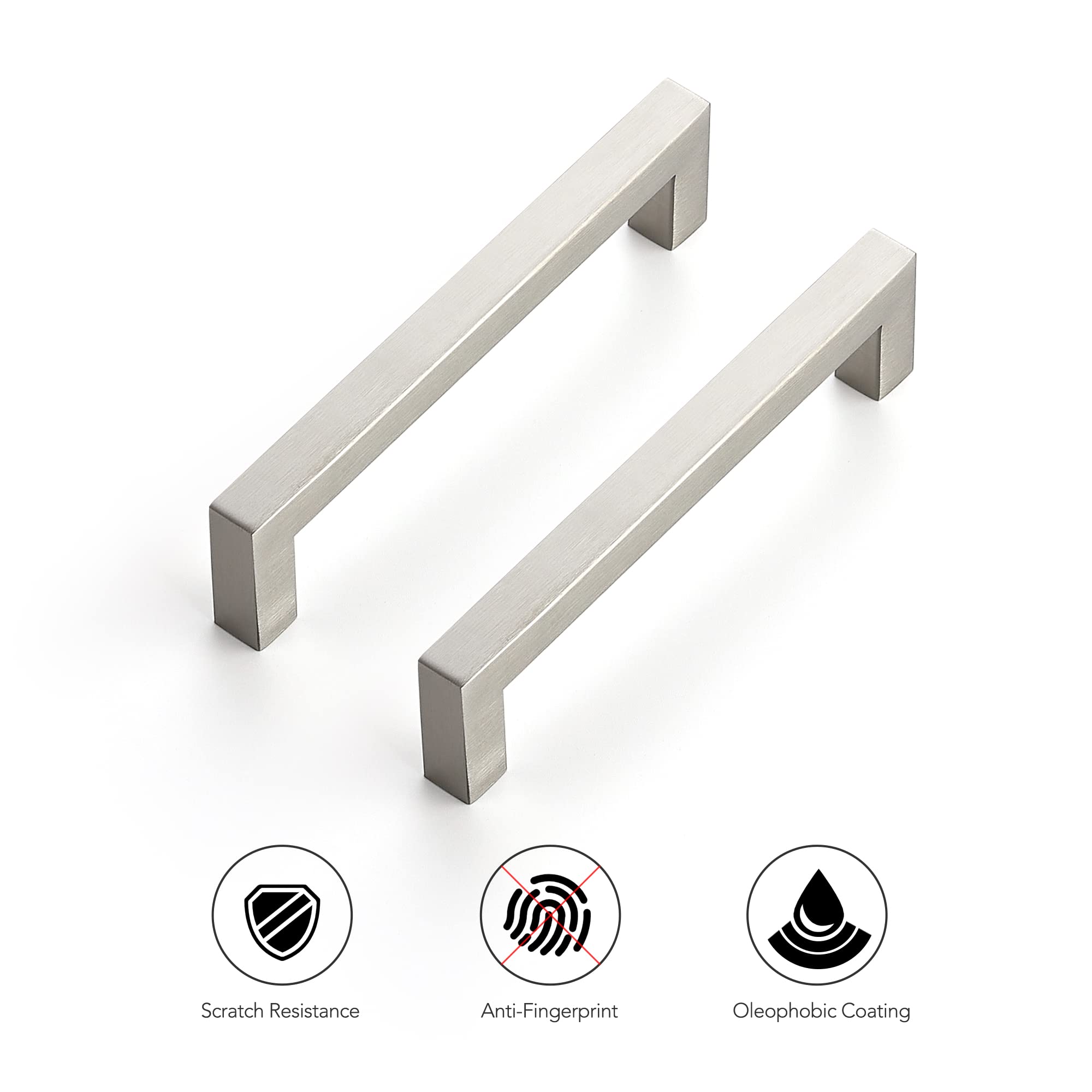 Ravinte brushed nickel square cabinet pull with stainless appliances for cohesive look