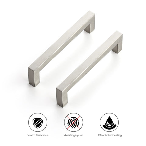 Ravinte brushed nickel square cabinet pull with stainless appliances for cohesive look