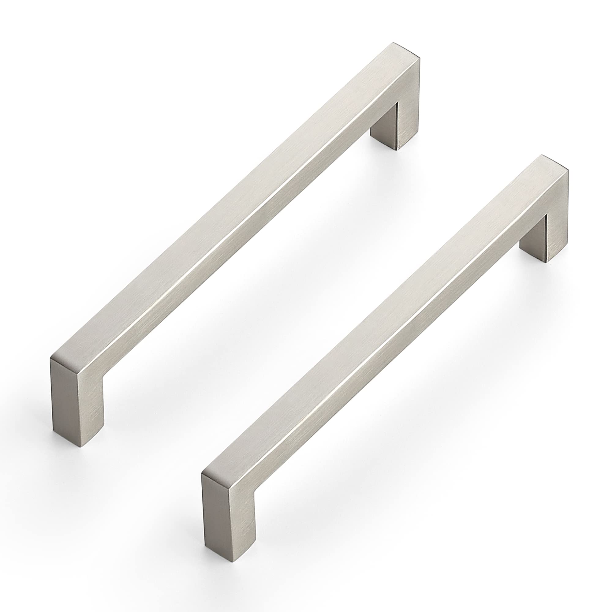 Ravinte brushed nickel square pulls close-up for a modern kitchen upgrade