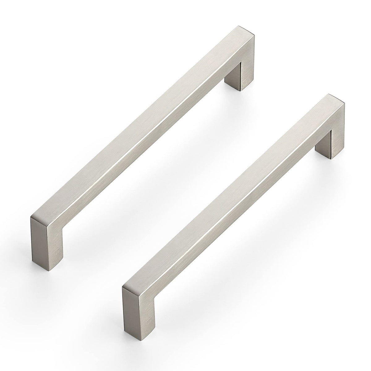 Ravinte brushed nickel square pulls close-up for a modern kitchen upgrade