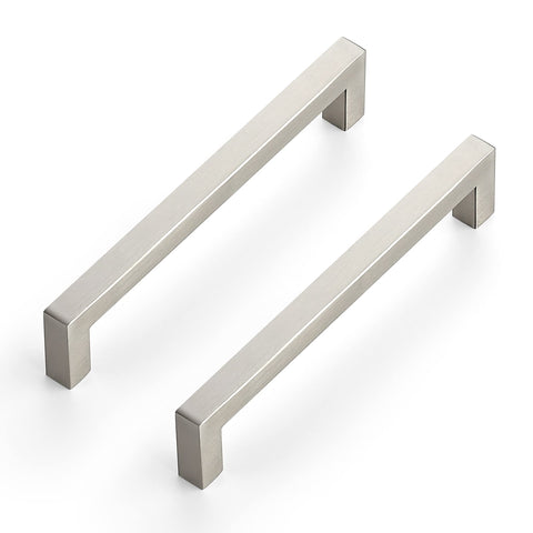 Ravinte brushed nickel square pulls close-up for a modern kitchen upgrade