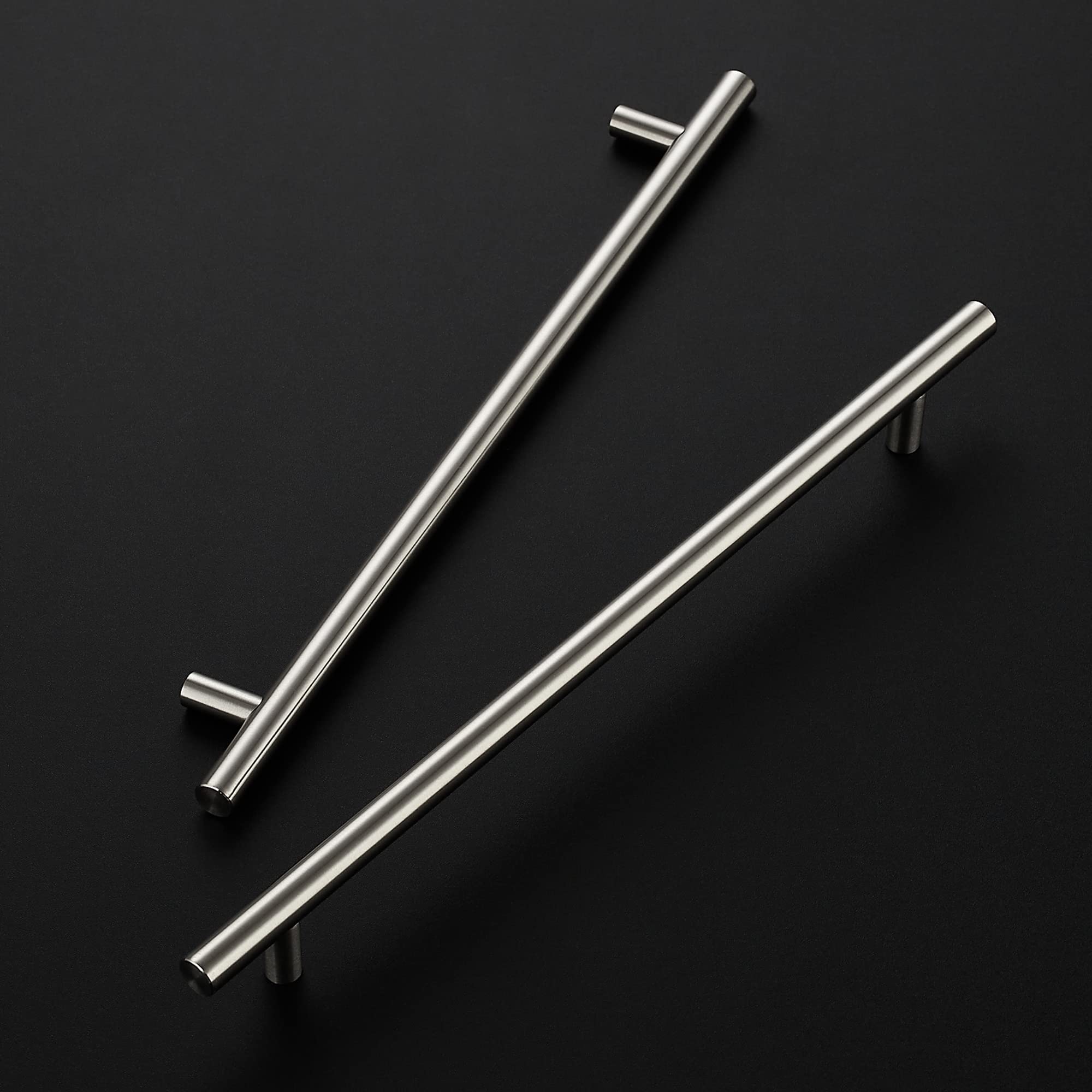 Ravinte brushed nickel cabinet handle closeup highlights half-inch diameter and rugged stainless steel.