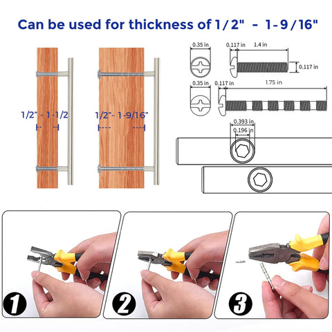 Ravinte cabinet handles mounted on a door showing 7-1/2 inch center-to-center spacing